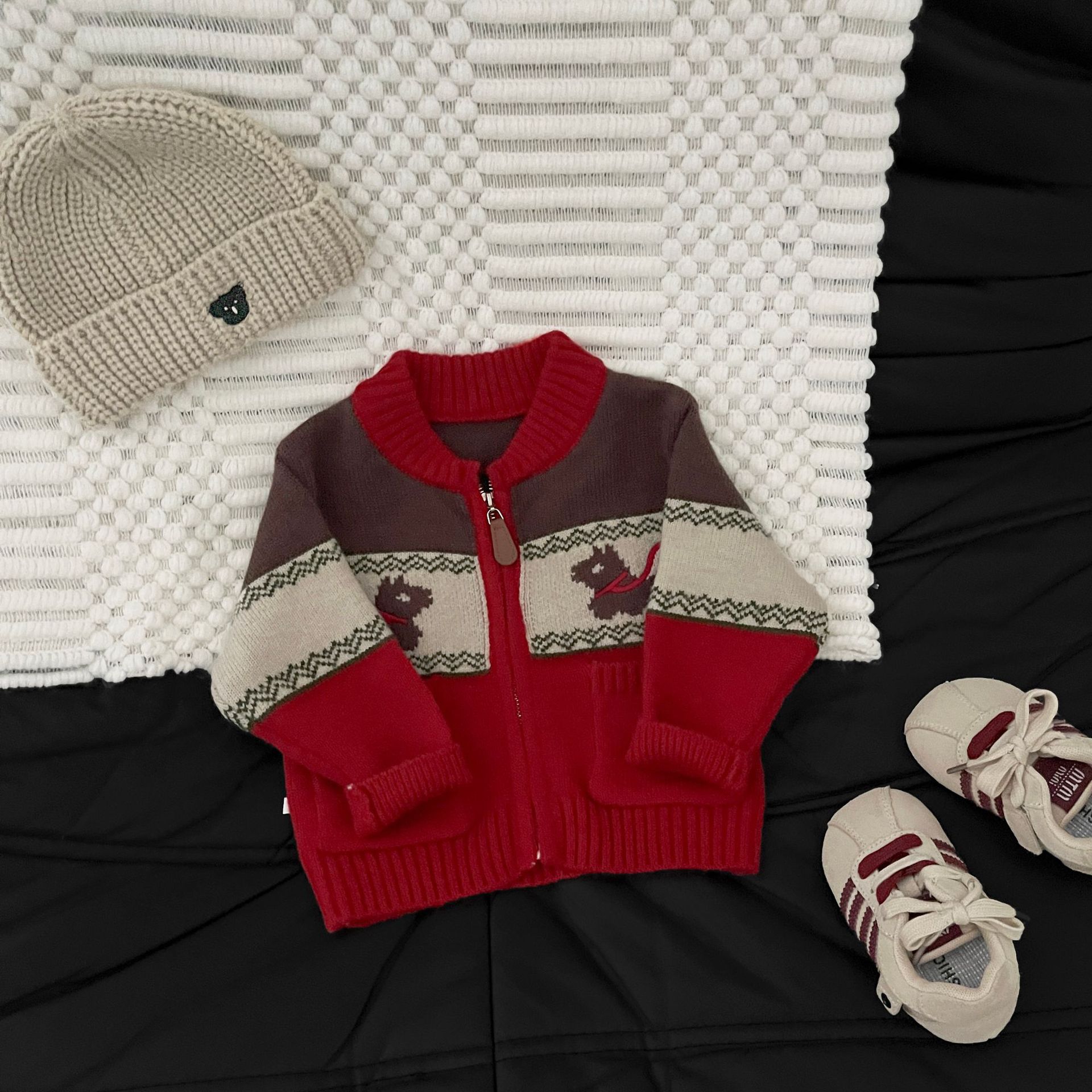 Autumn Winter Fleece-Lined Thickened Warm Knitted Cardigan Coat by Baby Joy