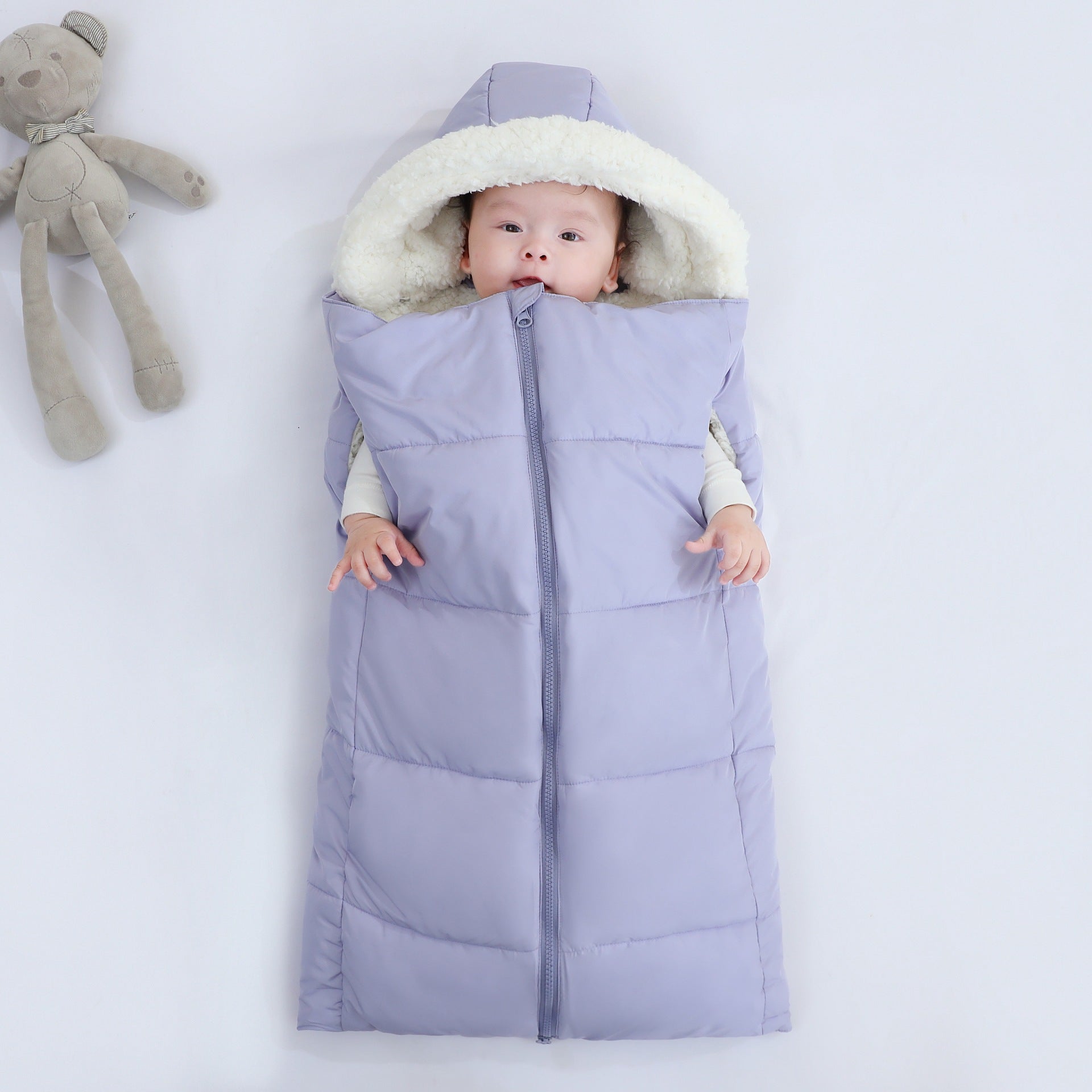 Autumn And Winter Warm Thickened Hooded Newborn Swaddle by Baby Joy