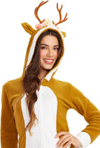 Deer Costume Dress - Women's Animal Halloween Outfit with Antlers and Crown by Lady Ros