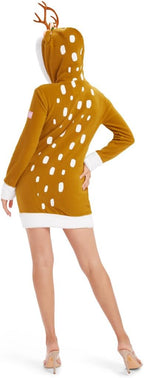 Deer Costume Dress - Women's Animal Halloween Outfit with Antlers and Crown by Lady Ros