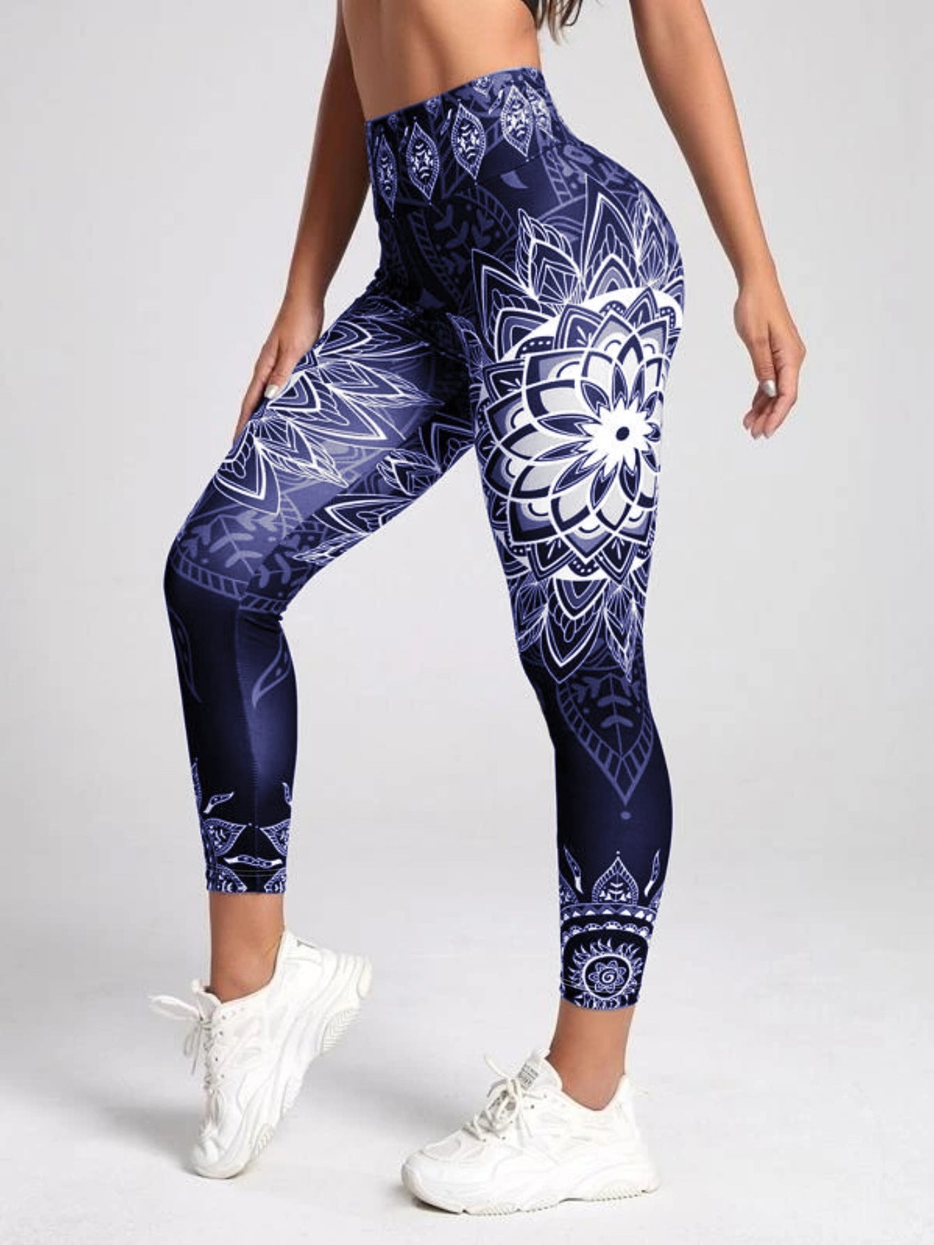 Watercolor Print High-Waist Tummy Control Butt-Lifting Yoga Leggings by FitiqueFit