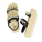 Smith- Gold Rhinestone Embellished - Waterproof Espadrille Platform Wedge Heel Sandals for Women by Sand By Saya New York