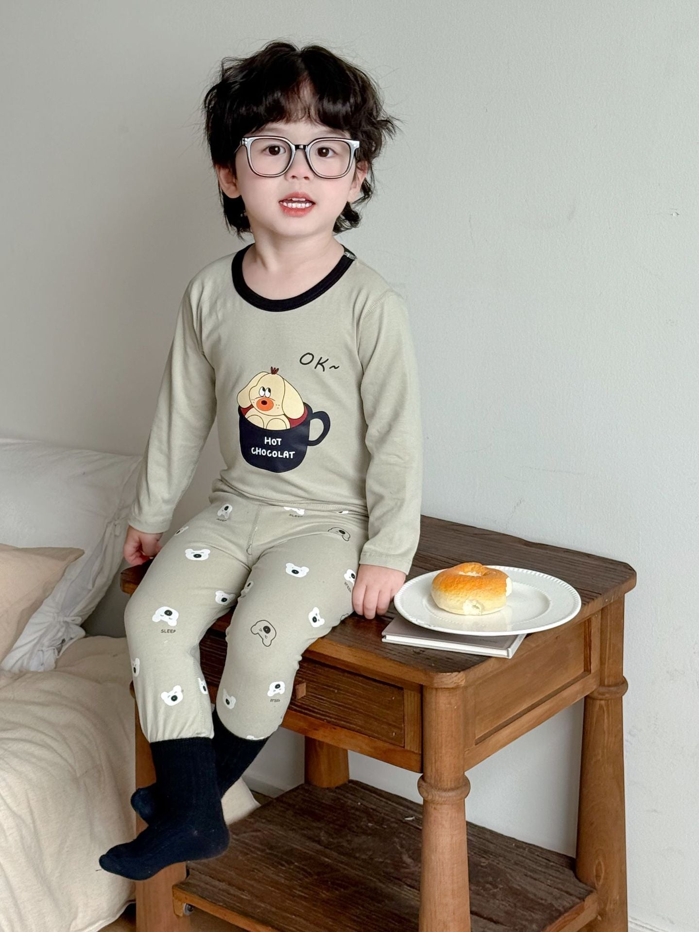 Boneless Pure Cotton Thermal Underwear Set For Boys And Girls Autumn Tops And Pants by Baby Joy