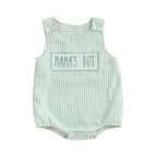Boys Sleeveless Embroidered Letter Onesie by Baby Joy