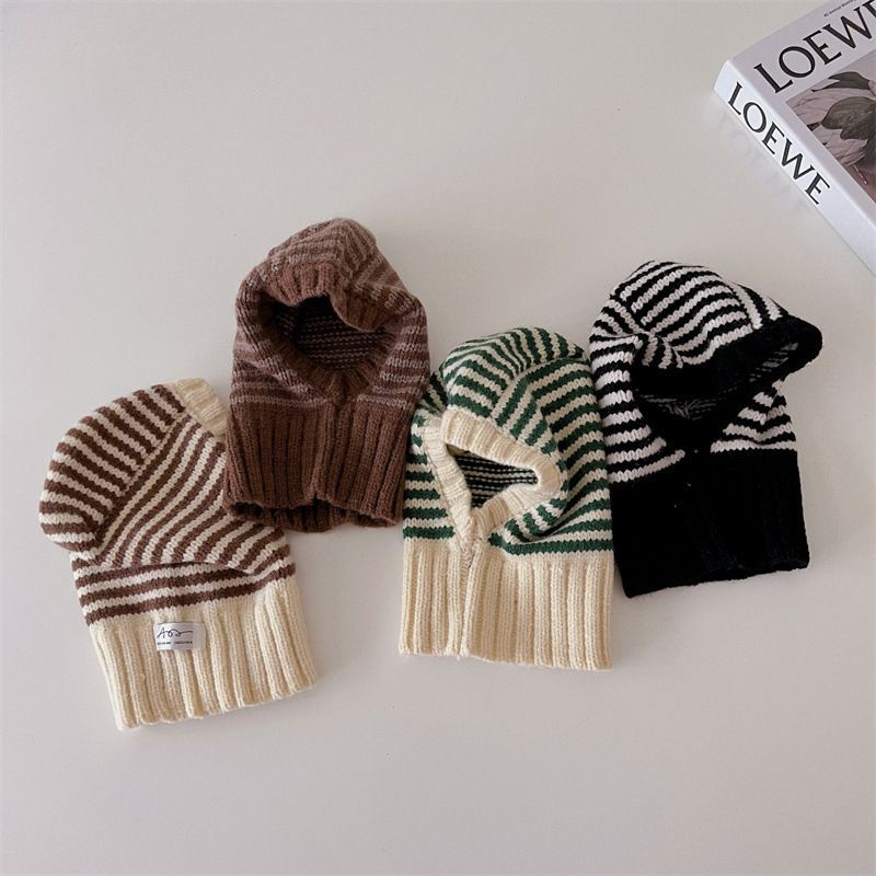 Childrens Contrast-Color Striped Knitted Hat by Baby Joy