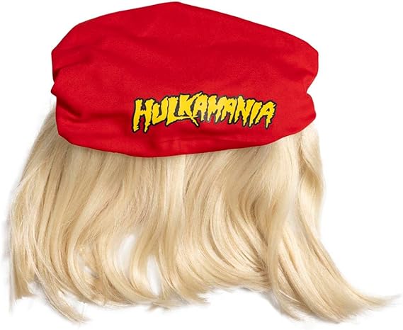 Red 1980s Mania Unisex Halloween Cosplay Costume Accessory Kit (Bandana w/ Wig\Moustache) by TVStoreOnline
