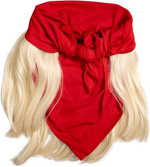 Red 1980s Mania Unisex Halloween Cosplay Costume Accessory Kit (Bandana w/ Wig\Moustache) by TVStoreOnline