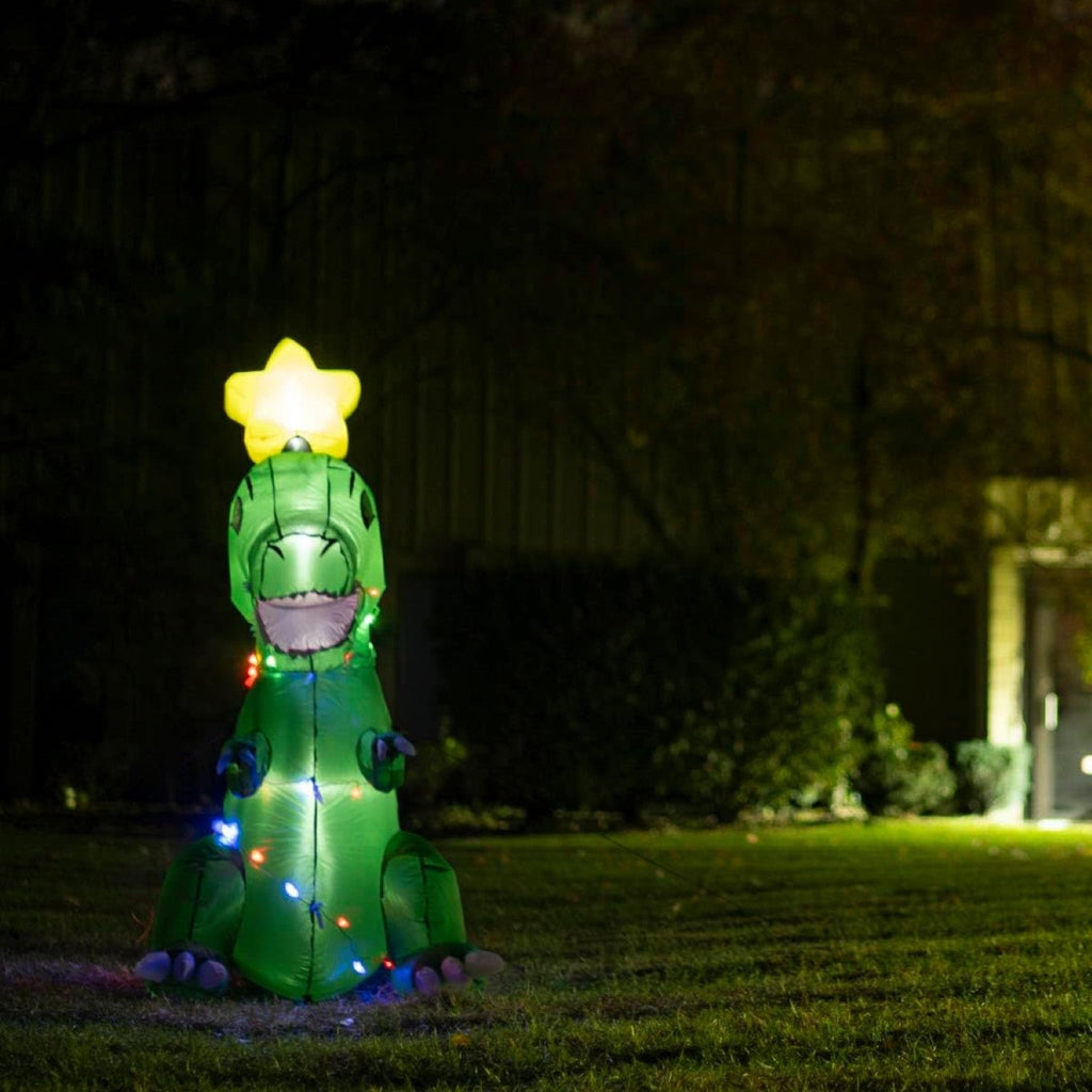 T-Rex Dino Funny Indoor/Outdoor Inflatable Light Up Xmas Season Yard Decoration by TVStoreOnline