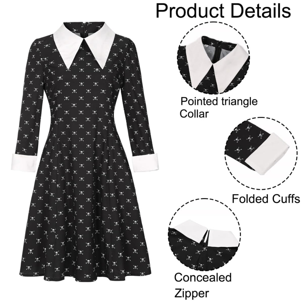 Black Dress Halloween Costume - Women's Complete Outfit with Wig and Accessories by Lady Ros