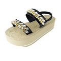 Smith- Gold Rhinestone Embellished - Waterproof Espadrille Platform Wedge Heel Sandals for Women by Sand By Saya New York