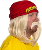 Red 1980s Mania Unisex Halloween Cosplay Costume Accessory Kit (Bandana w/ Wig\Moustache) by TVStoreOnline