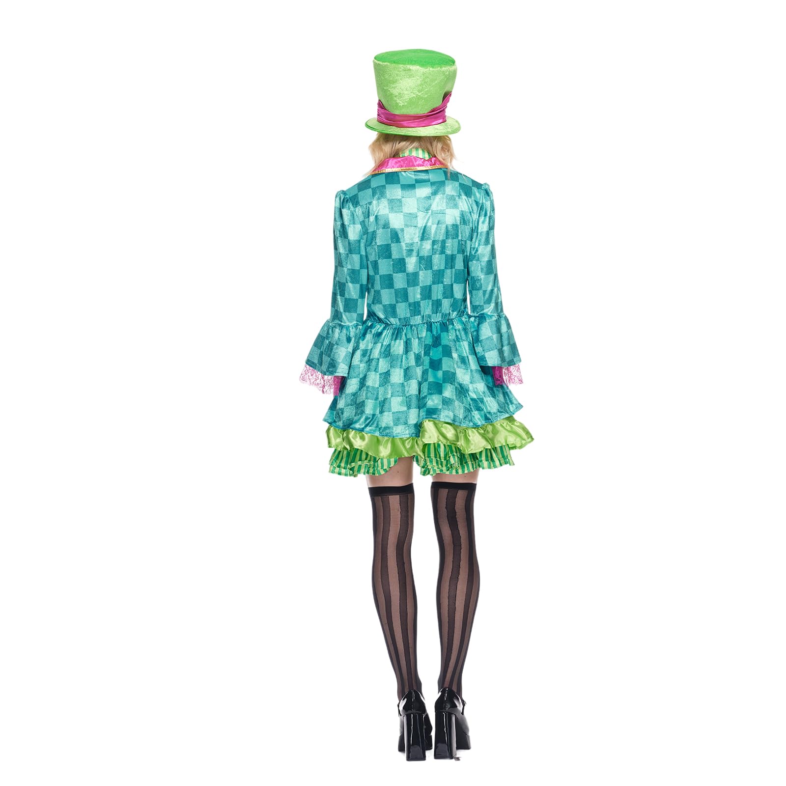 Women's Mad Hatter Costume - Green Dress with Top Hat and Bow Tie by Lady Ros
