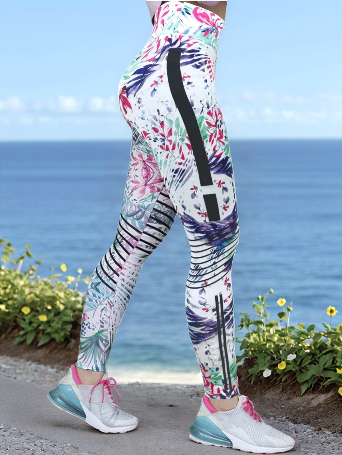 High-Elastic Printed Yoga Leggings – High Waist Tummy Control Fitness Pants by FitiqueFit