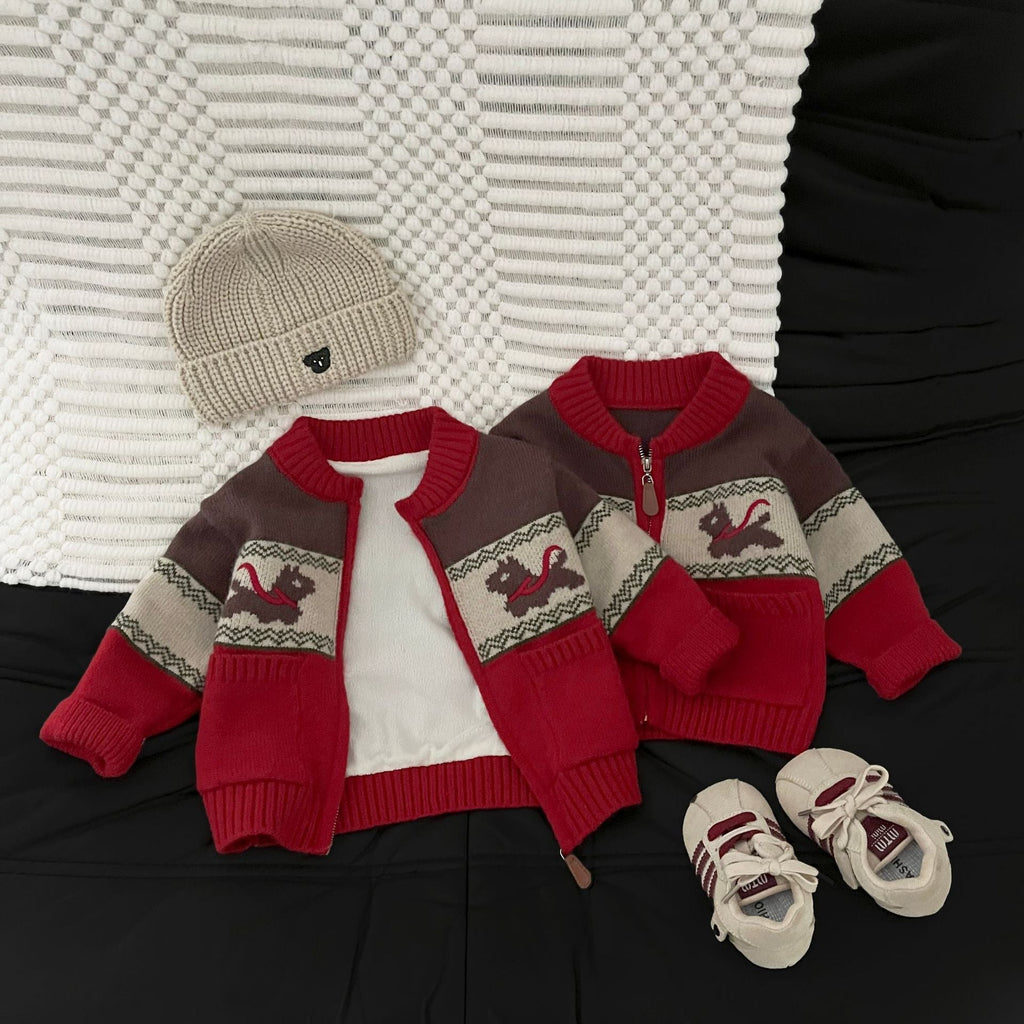 Autumn Winter Fleece-Lined Thickened Warm Knitted Cardigan Coat by Baby Joy