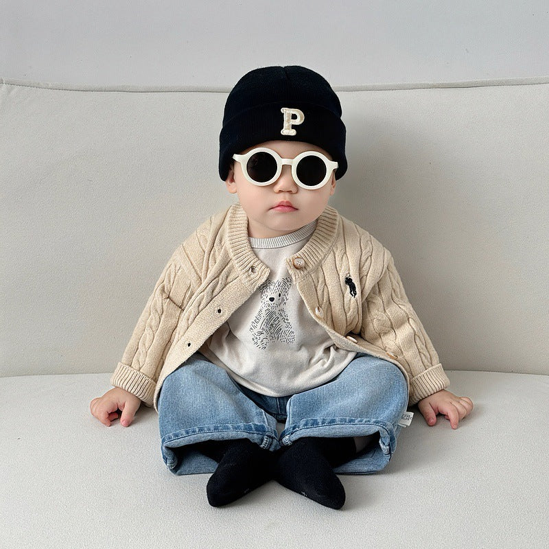 Fashionable Embroidered Casual Knitted Cardigan Childrens Sweater by Baby Joy