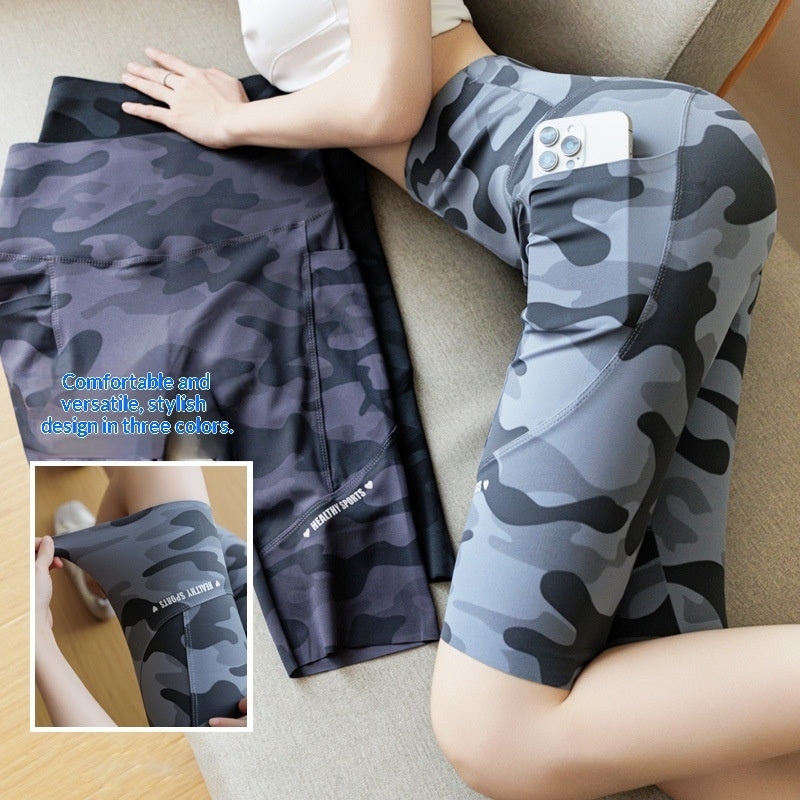 Camouflage Shark Slim-Fit Yoga Pants for Women – Multi-Length Camo Leggings by FitiqueFit