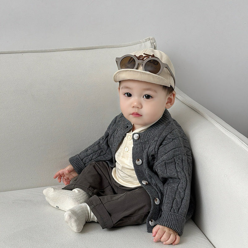 Fashionable Embroidered Casual Knitted Cardigan Childrens Sweater by Baby Joy