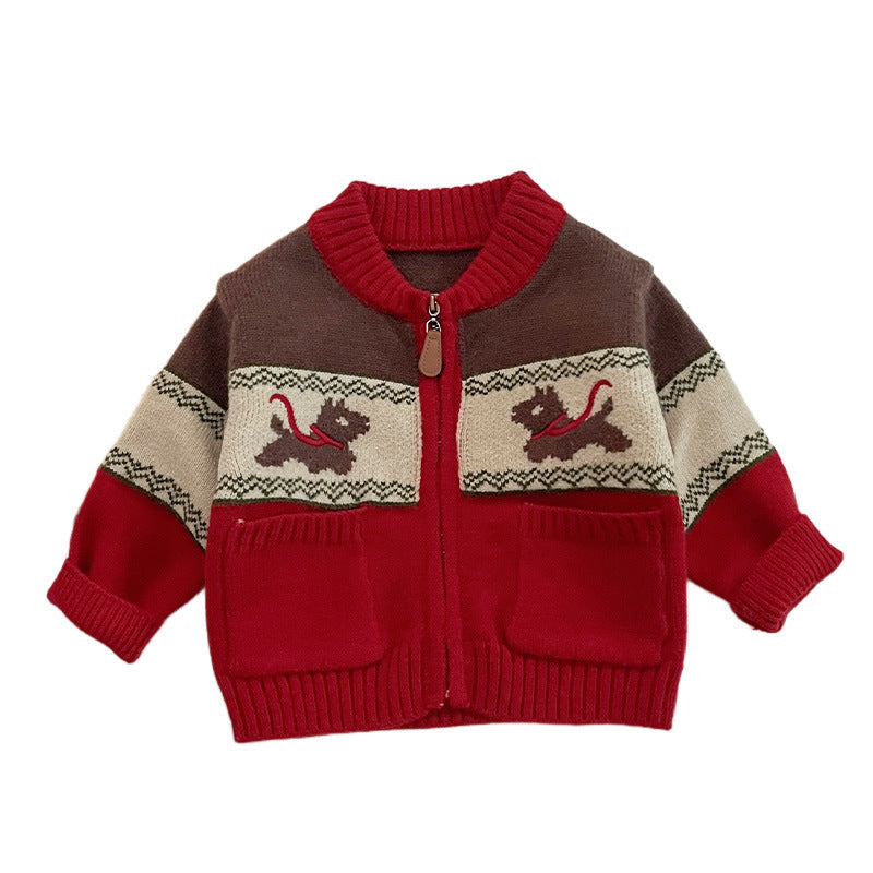 Autumn Winter Fleece-Lined Thickened Warm Knitted Cardigan Coat by Baby Joy