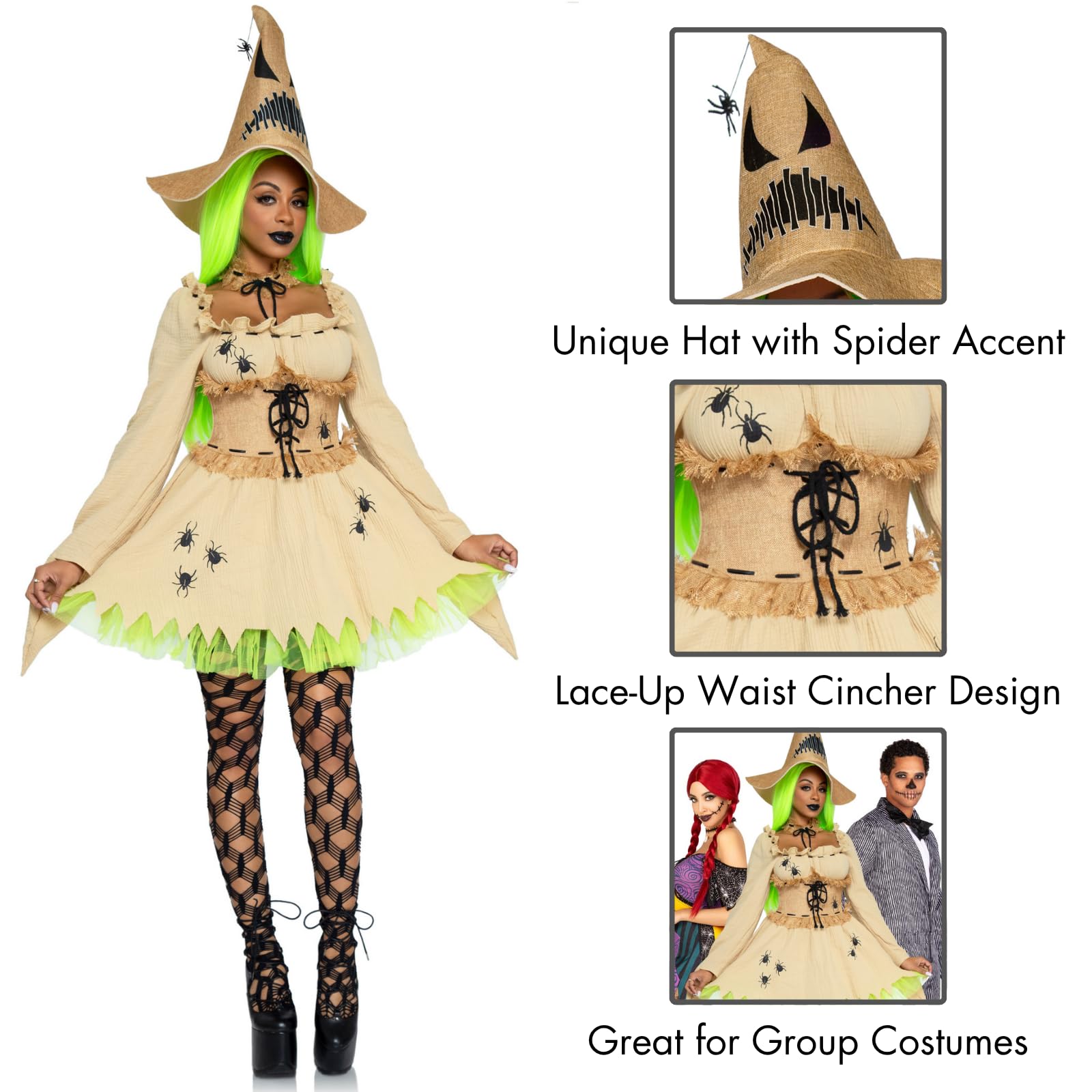Bugged Out Baddie Costume - 3 Piece Halloween Outfit with Dress Choker Hat by Lady Ros