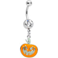 Clear Gem Fierce Pumpkin Jack O Lantern Halloween Dangle Belly Ring by BodyCandy