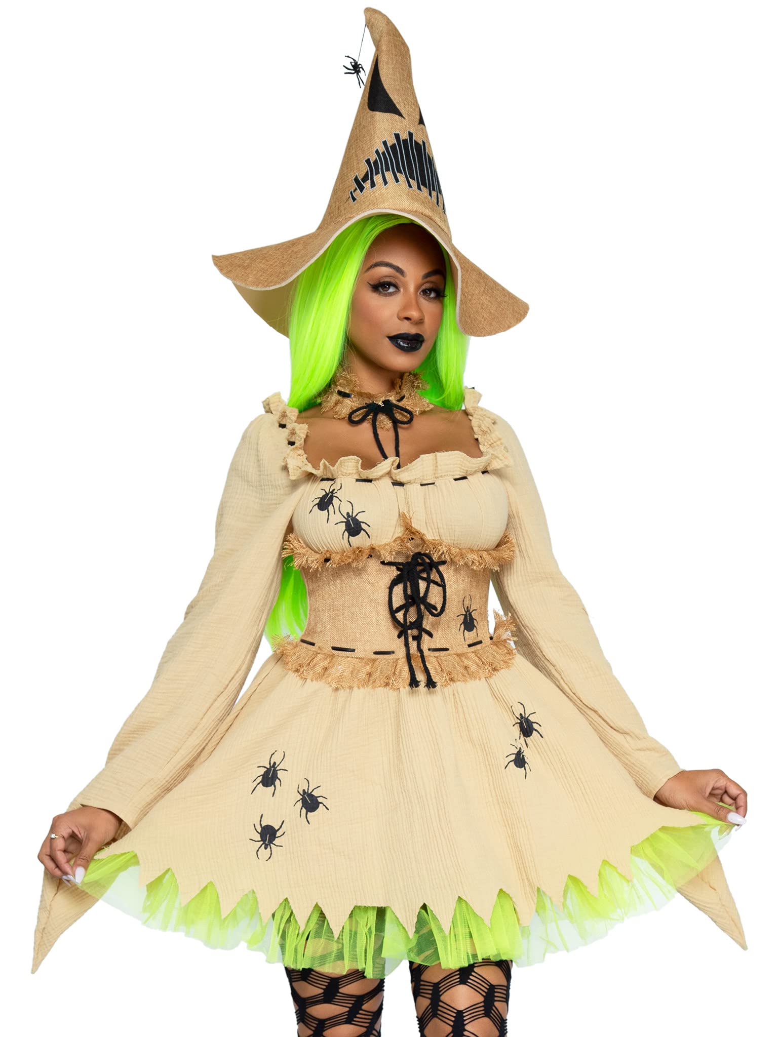 Bugged Out Baddie Costume - 3 Piece Halloween Outfit with Dress Choker Hat by Lady Ros