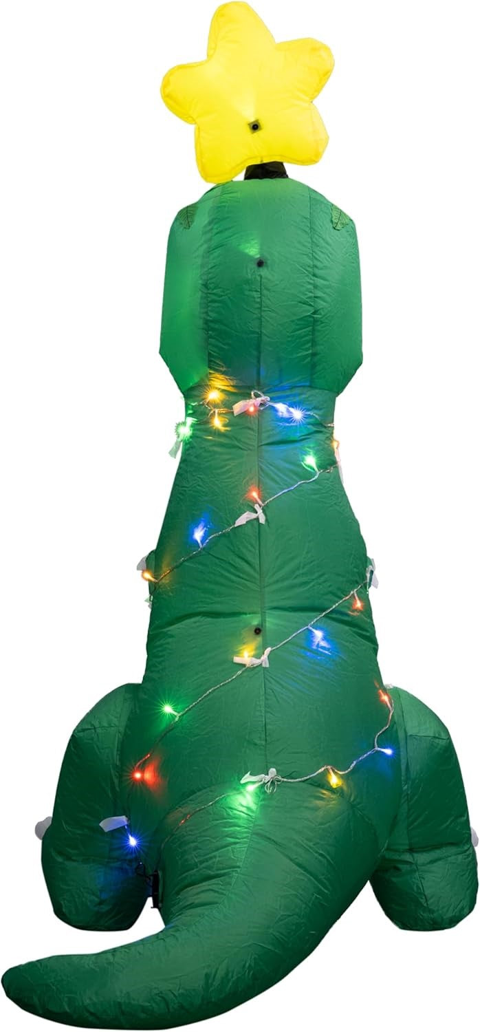 T-Rex Dino Funny Indoor/Outdoor Inflatable Light Up Xmas Season Yard Decoration by TVStoreOnline