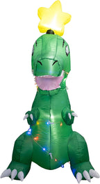 T-Rex Dino Funny Indoor/Outdoor Inflatable Light Up Xmas Season Yard Decoration by TVStoreOnline
