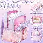 Girls School Backpack Set 3-Piece - Waterproof Kids Backpack with Lunch Box by Lady Ros