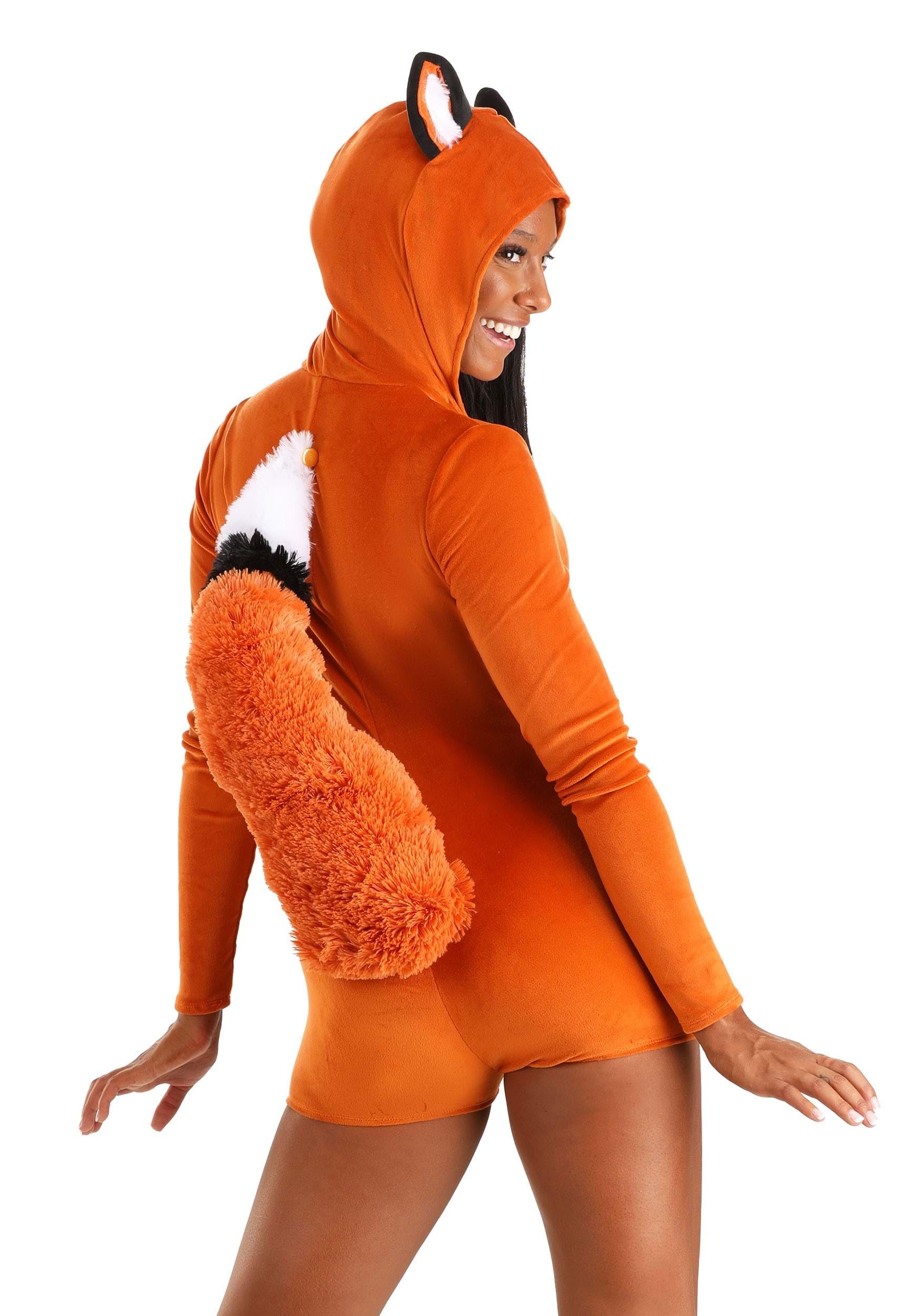 Fierce Fox Costume - Women's Hooded Plush Romper with Tail for Halloween by Lady Ros