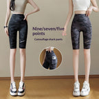 Camouflage Shark Slim-Fit Yoga Pants for Women – Multi-Length Camo Leggings by FitiqueFit