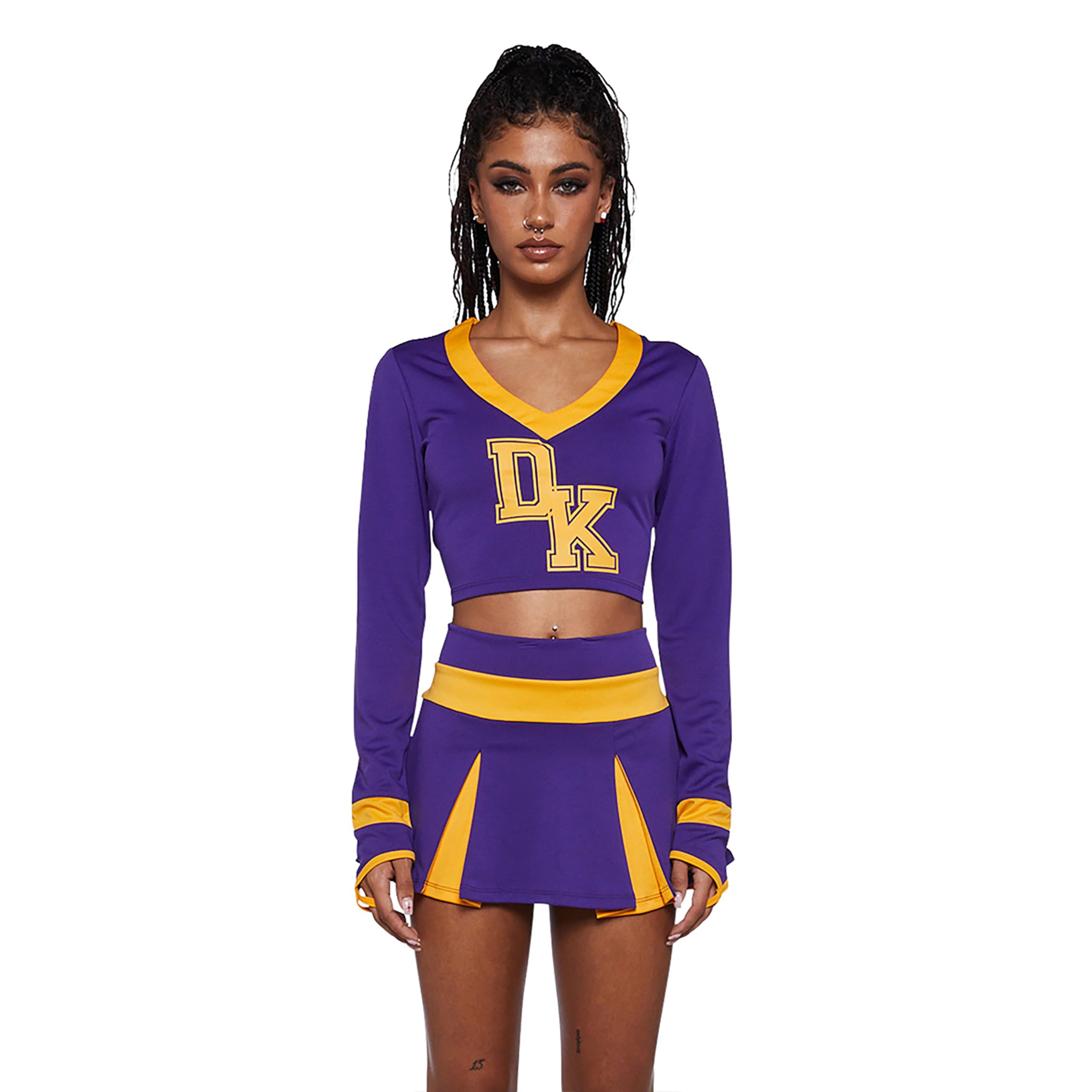 Bite The Boyfriend Costume - Women's Cheerleader Crop Top and Pleated Skirt Set by Lady Ros