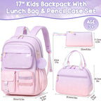 Girls School Backpack Set 3-Piece - Waterproof Kids Backpack with Lunch Box by Lady Ros