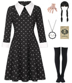 Black Dress Halloween Costume - Women's Complete Outfit with Wig and Accessories by Lady Ros