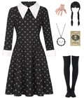Black Dress Halloween Costume - Women's Complete Outfit with Wig and Accessories by Lady Ros