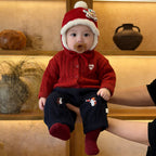 Winter Red Thickened Warm Cardigan Sweater by Baby Joy