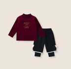 Sweatshirt Set Winter Fleece-Lined Thickened One-Piece Fleece Baby Korean-Style Fake Two-Piece Pants Set by Baby Joy