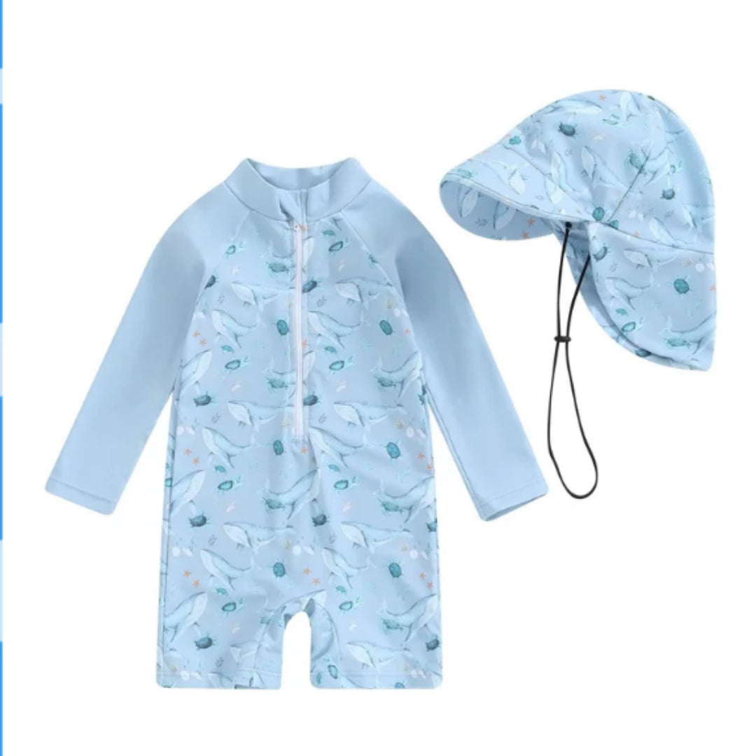 Baby Long-sleeved Onesie Swimsuit With Sun Protection for Boys And Girls by Baby Joy
