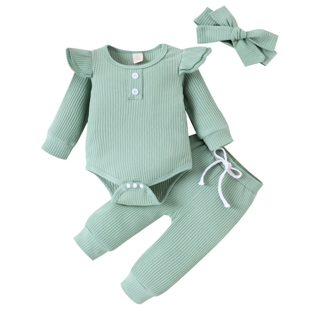 Casual Ribbed Long-sleeve Romper With Cap Sleeves by Baby Joy