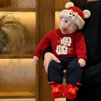 Red Thickened Warm Childrens Sweater Coat by Baby Joy