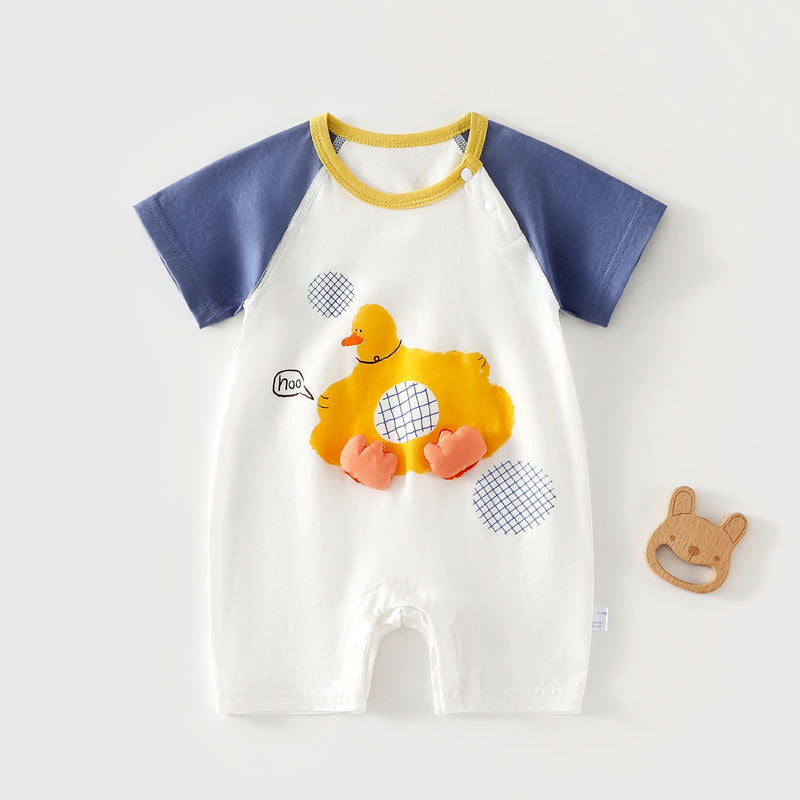 Pure Cotton Baby Short-Sleeve Onesie Seamless Romper Lightweight Air-Conditioning Bodysuit T-Shirt by Baby Joy