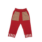 Knitted Contrasting-Color Red Sweater Pants And Hat New Year Three-Piece Set by Baby Joy