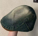 Double-Brim Turned-Up Denim Beret – Breathable Cotton Hat for Women by FitiqueFit