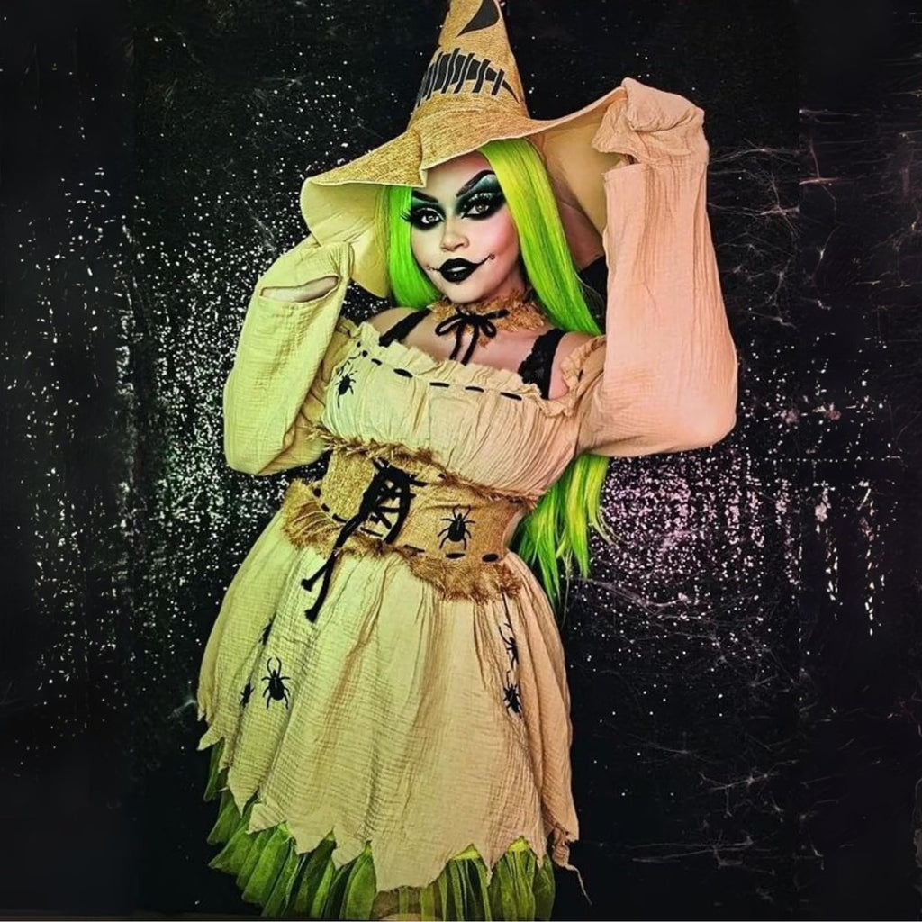 Bugged Out Baddie Costume - 3 Piece Halloween Outfit with Dress Choker Hat by Lady Ros