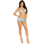 Leg Avenue womens 3 Pc Rhinestone Mesh Wrap Around Bra Top, G-string Panty, and Ruched Tie SarongLingerie