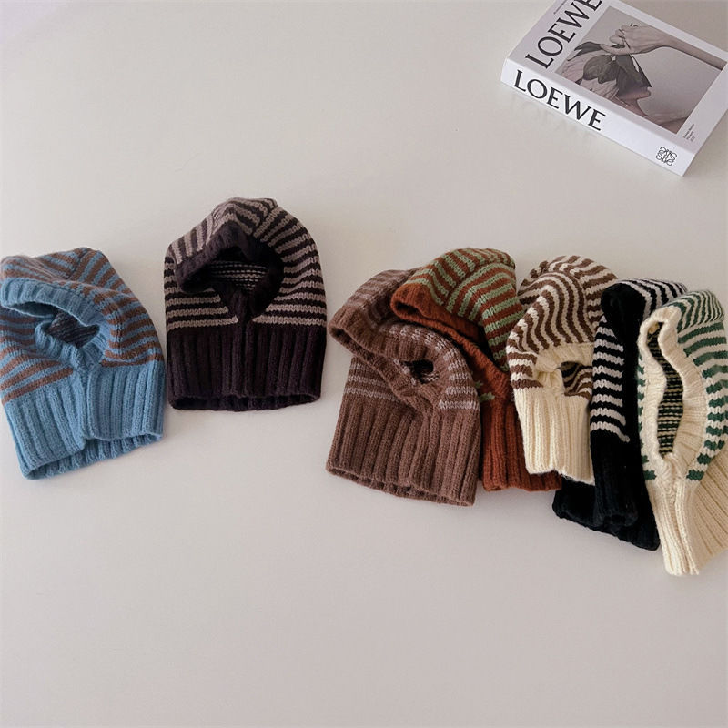 Childrens Contrast-Color Striped Knitted Hat by Baby Joy
