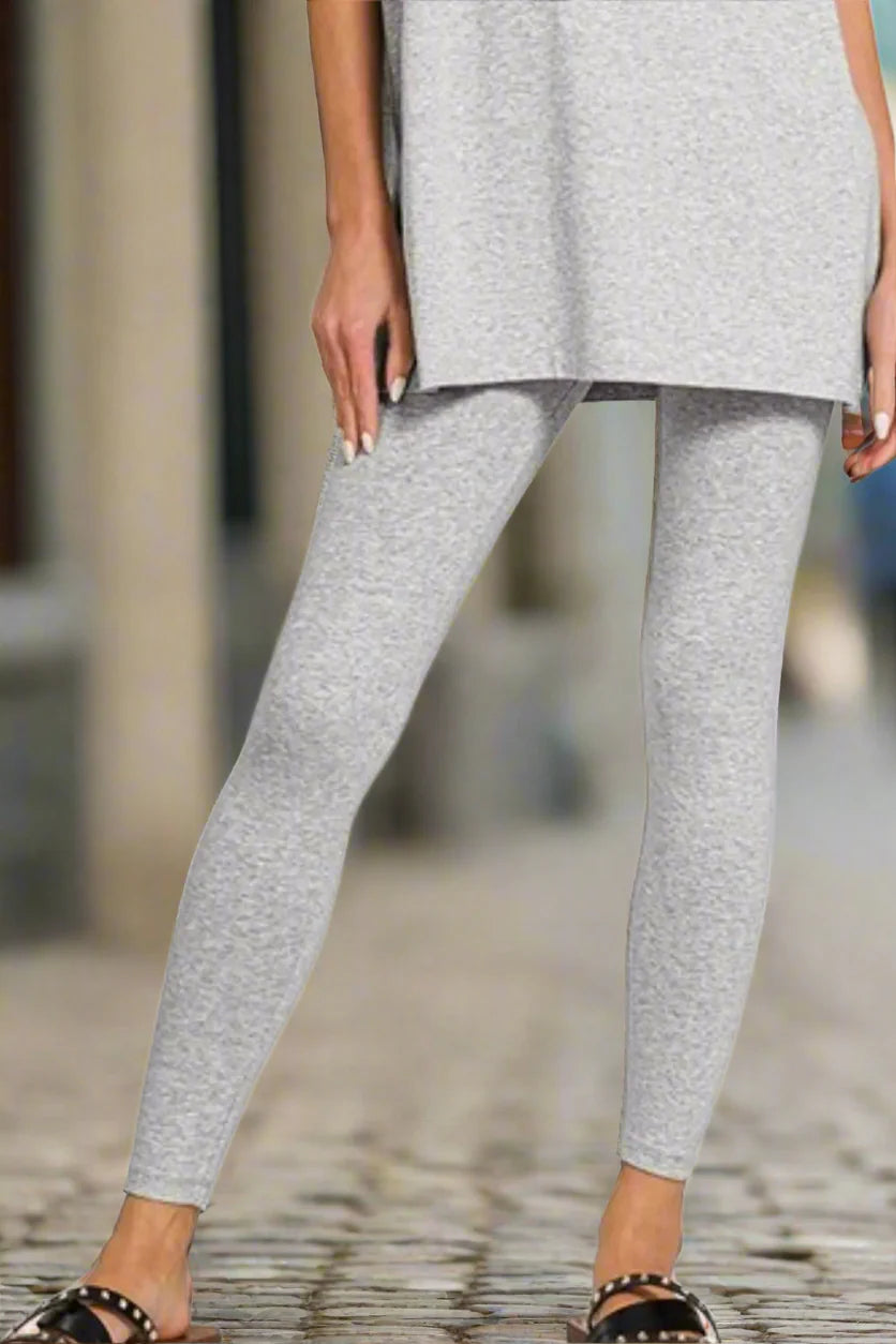 Zenana Cotton Round Neck Top & Legging Set by FitiqueFit