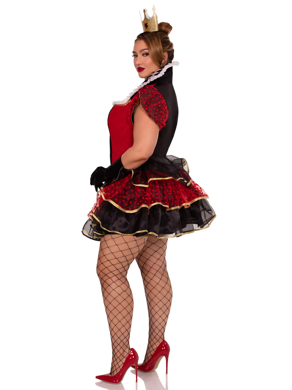 Plus Size Queen Of Hearts Costume Two Piece With Tiered Dress And Crown