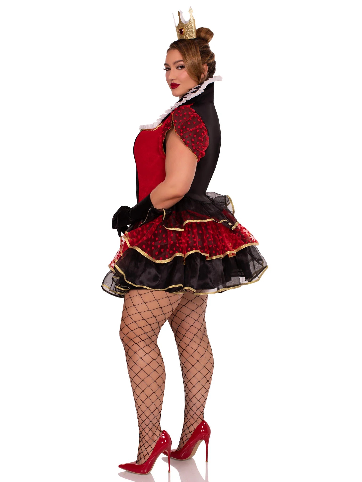 Plus Size Queen Of Hearts Costume Two Piece With Tiered Dress And Crown
