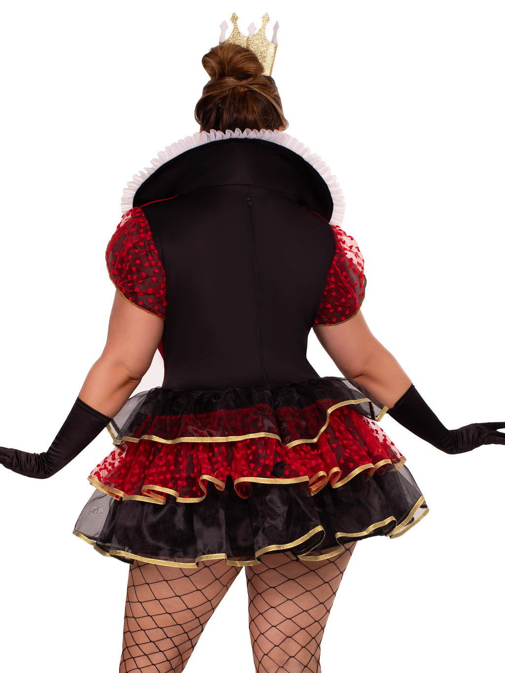 Plus Size Queen Of Hearts Costume Two Piece With Tiered Dress And Crown