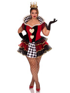 Plus Size Queen Of Hearts Costume Two Piece With Tiered Dress And Crown